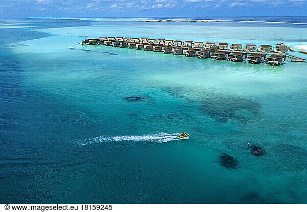 Aerial View of a jetski  Maldives