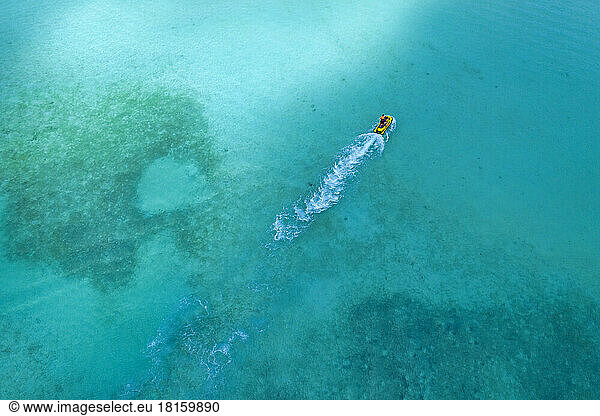 Aerial View of a jetski  Maldives