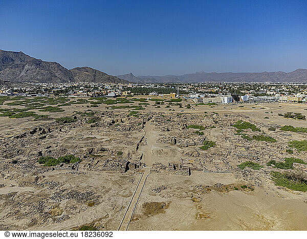 Aerial view of Al-Ukhdud Archaeological Site in Najran  Saudi Arabia