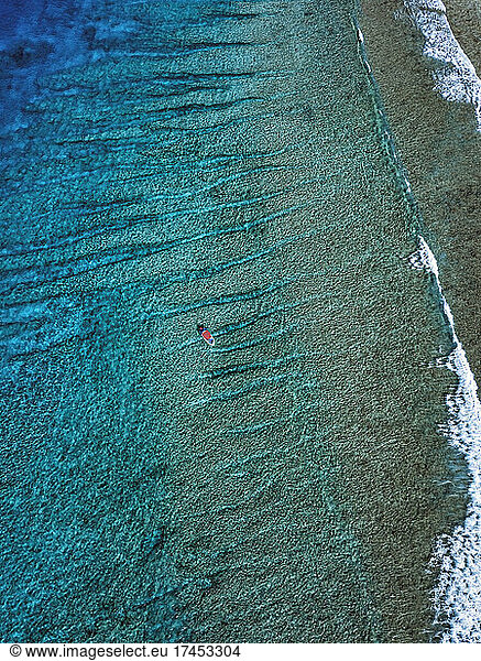 Aerial view of boat in Indian Ocean