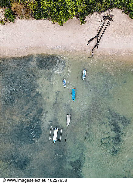 Aerial view of boats  Alas Purwo National Park  Java  Indonesia