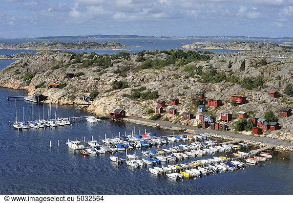 Aerial view of boats in harbor