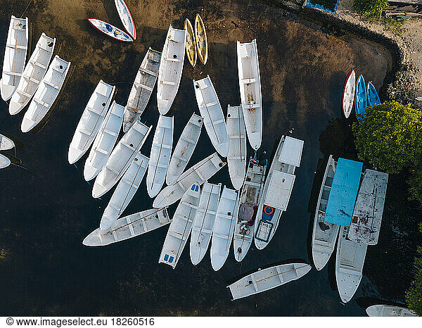 Aerial view of boats  Nusa Lembongan  Bali