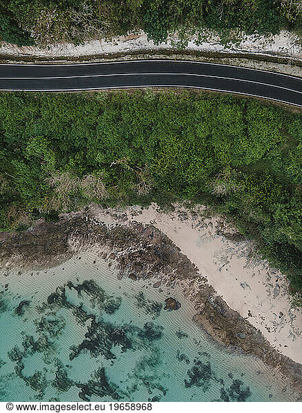 Aerial view of coastal road  Bali  Indonesia