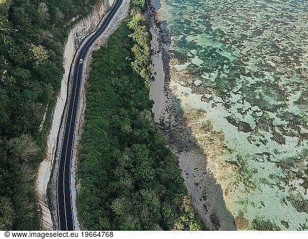 Aerial view of coastal road  Bali  Indonesia