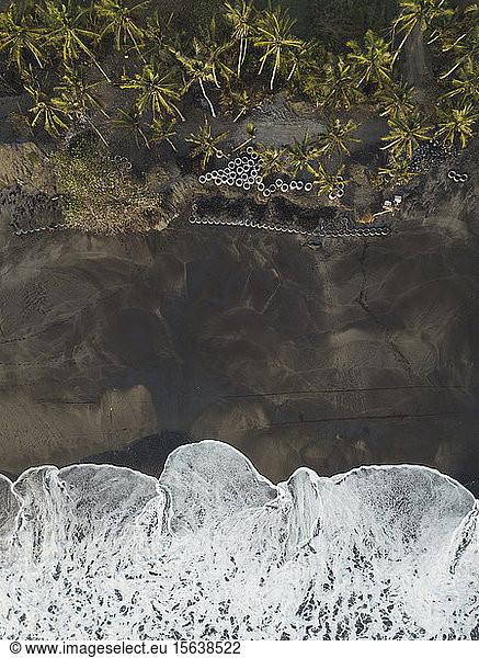 Aerial view of concrete pipes at the beach  Kedungu  Bali  Indonesia