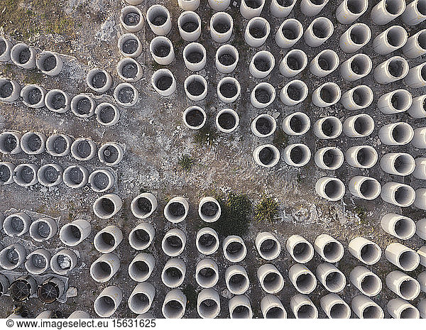 Aerial view of concrete pipes  Kedungu  Bali  Indonesia