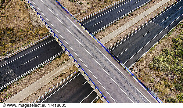 Aerial view of empty overpass