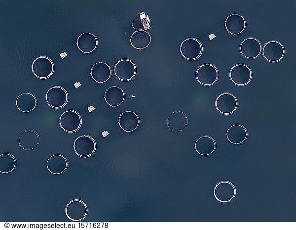 Aerial view of fish farm