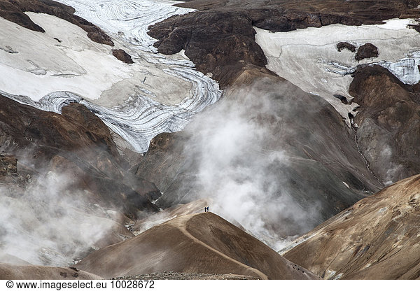 Aerial view of geothermal landscape  Kerlingarfjoll  Iceland