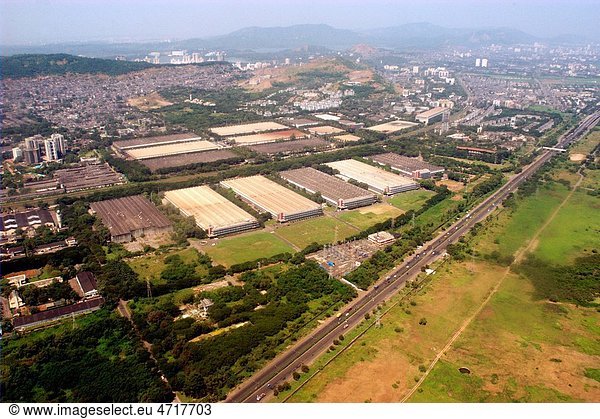 Aerial view of Godrej Plant on Eastern express highway in Bombay Mumbai   Maharashtra   India