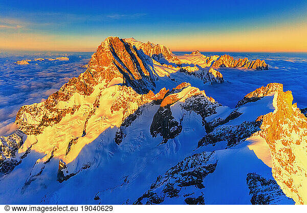 Aerial view of Grandes and Petites Jorasses  Courmayeur  Italy