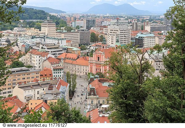 Aerial view of Ljubljana the capital of Slovenia.