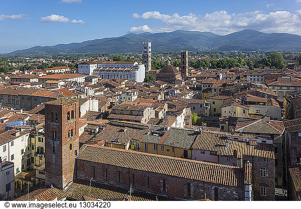 Aerial view of Lucca Tuscany Italy