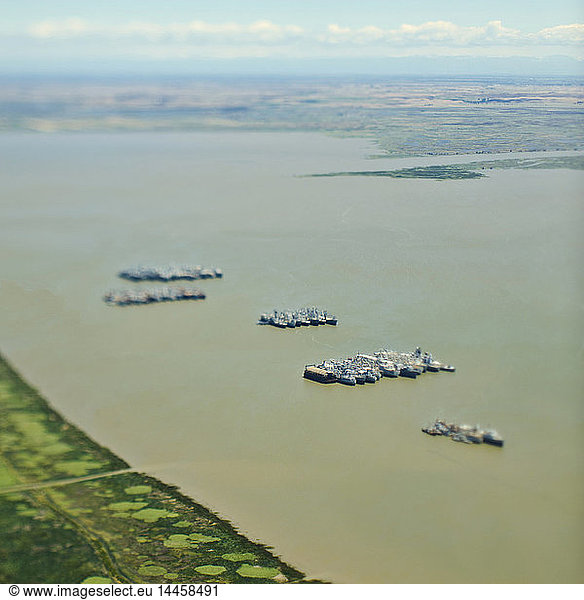Aerial View of Military Ships