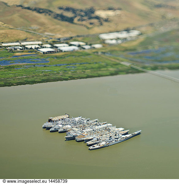 Aerial View of Military Ships