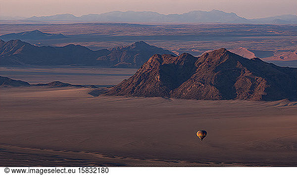 Aerial view of Namib Sand Sea with ballon  Sossusvlei  Namibia