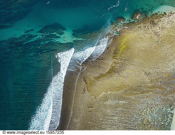 Aerial view of ocean coastline Sumbawa Indonesia