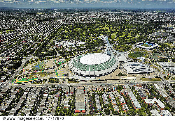 Aerial View Of Olympic Stadium; Montreal  Quebec  Canada