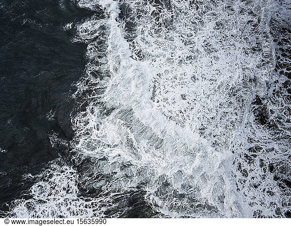 Aerial view of splashing waves