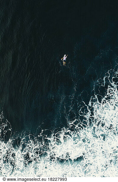 Aerial view of surfer  Bali  Indonesia
