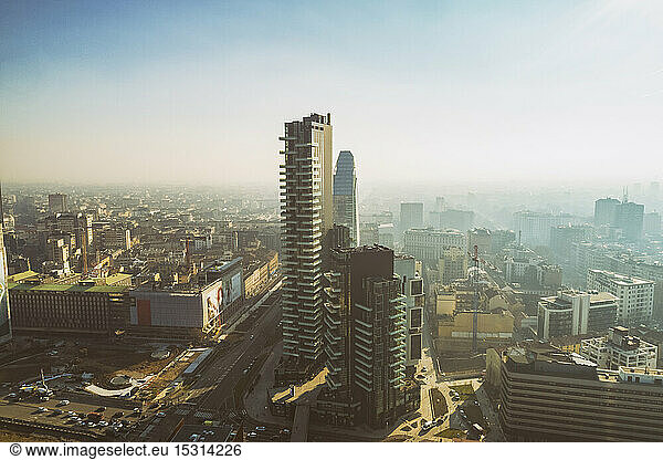 Aerial view of the business district in Milan; iTALY