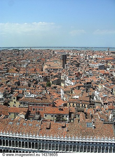 Aerial view of the city of Venice  in Italy.