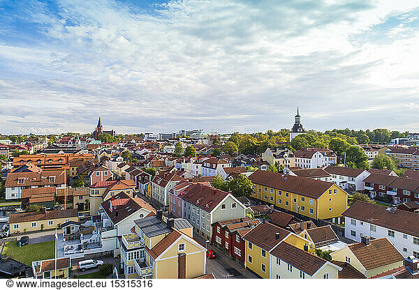 Aerial view of the old city of Västervik in summer  Västervik  Kalmar  Sweden