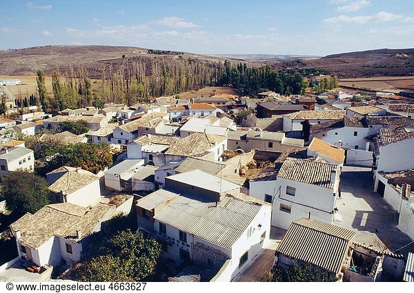 Aerial view of Uclés Cuenca province  Castilla La Mancha  Spain