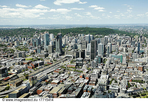 Aerial View Of Urban Skyline; Montreal  Quebec  Canada