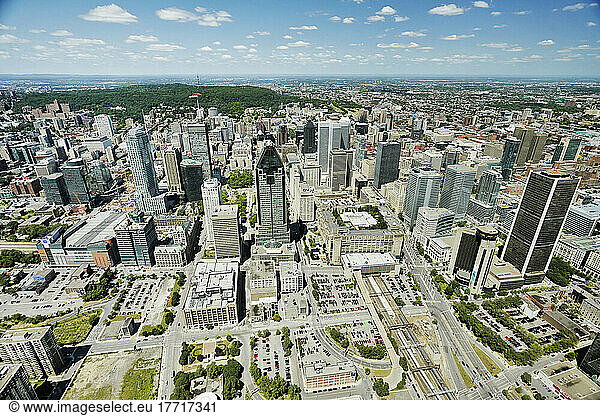 Aerial View Of Urban Skyline; Montreal  Quebec  Canada