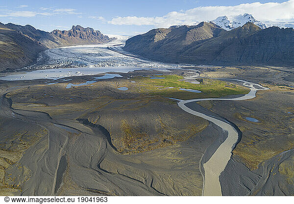 Aerial view of Vatnajokull Glacier