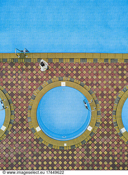 Aerial view of woman near pool