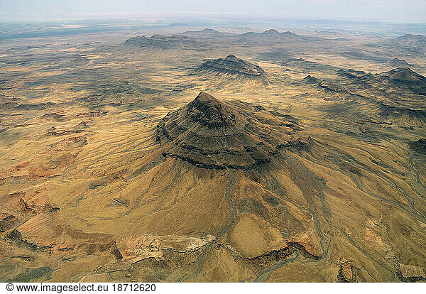 Aerial view over Spitzkoppe  Erongo Region  Namibia