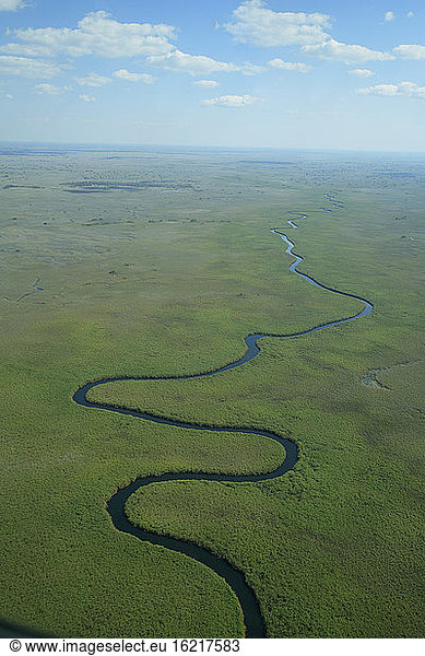Africa,  Botswana,  Okavango Delta,  Aerial view