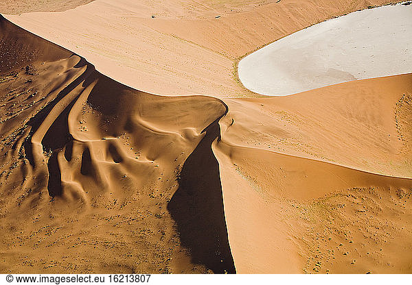 Africa  Namibia  Deadvlei  Desert landscape  Aerial view