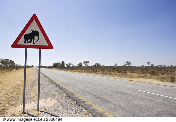 Africa  Namibia  Elephant Crossing Sign