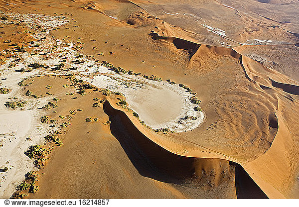 Africa  Namibia  Sossuvlei  Desert landscape  Aerial view