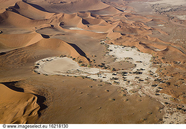 Africa  Namibia  Sossuvlei  Desert landscape  Aerial view