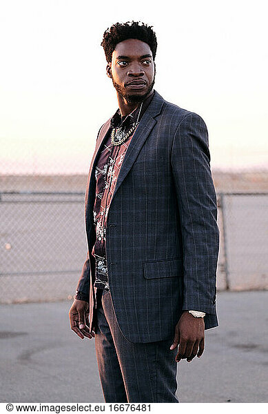 African American Business Man at Sunset
