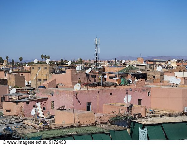 Afrika Marokko Marrakesch-Tensift-El Haouz Blick auf die Dächer der Medina