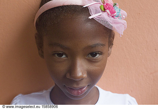 Afro-Brazilian girl wearing hair tiara