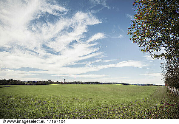 Agricultural field against sky at countryside