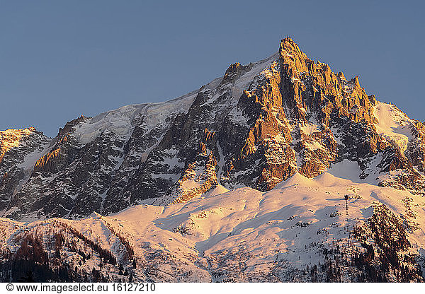 Aiguille du Midi at sunset  Massif du Mont-Blanc  Alps  Haute-Savoie  France