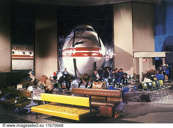 Airplane Crash Scene  on-set of the Film  'Airplane!'  Paramount Pictures  1980