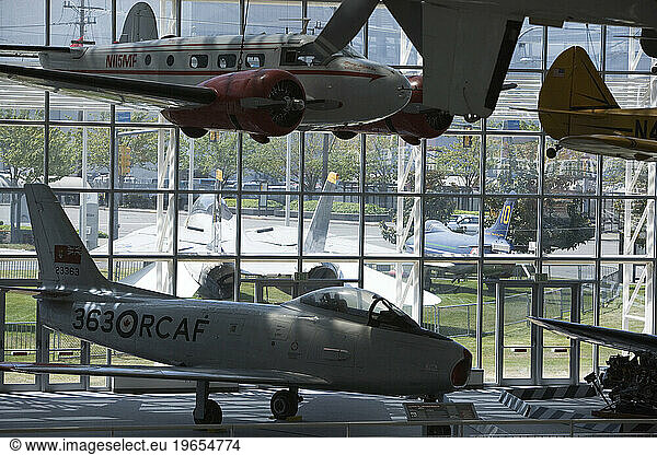 Airplanes inside Museum of Flight.