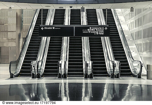 Airport Escalators With No People