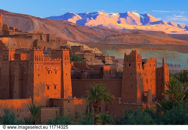 Ait Benhaddou Kasbah  Morocco  High Atlas Mountains  ksar Ait Benhaddou  Ouarzazate Province  Souss-Massa-Draâ region  UNESCO World Heritage Site  Maghreb  North Africa.