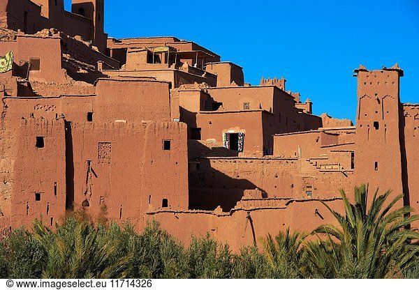 Ait Benhaddou Kasbah  Morocco  High Atlas Mountains  ksar Ait Benhaddou  Ouarzazate Province  Souss-Massa-Draâ region  UNESCO World Heritage Site  Maghreb  North Africa.