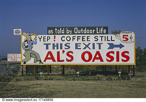 Al's Oasis Billboard 1  Oacoma  South Dakota  USA  John Margolies Roadside America Photograph Archive